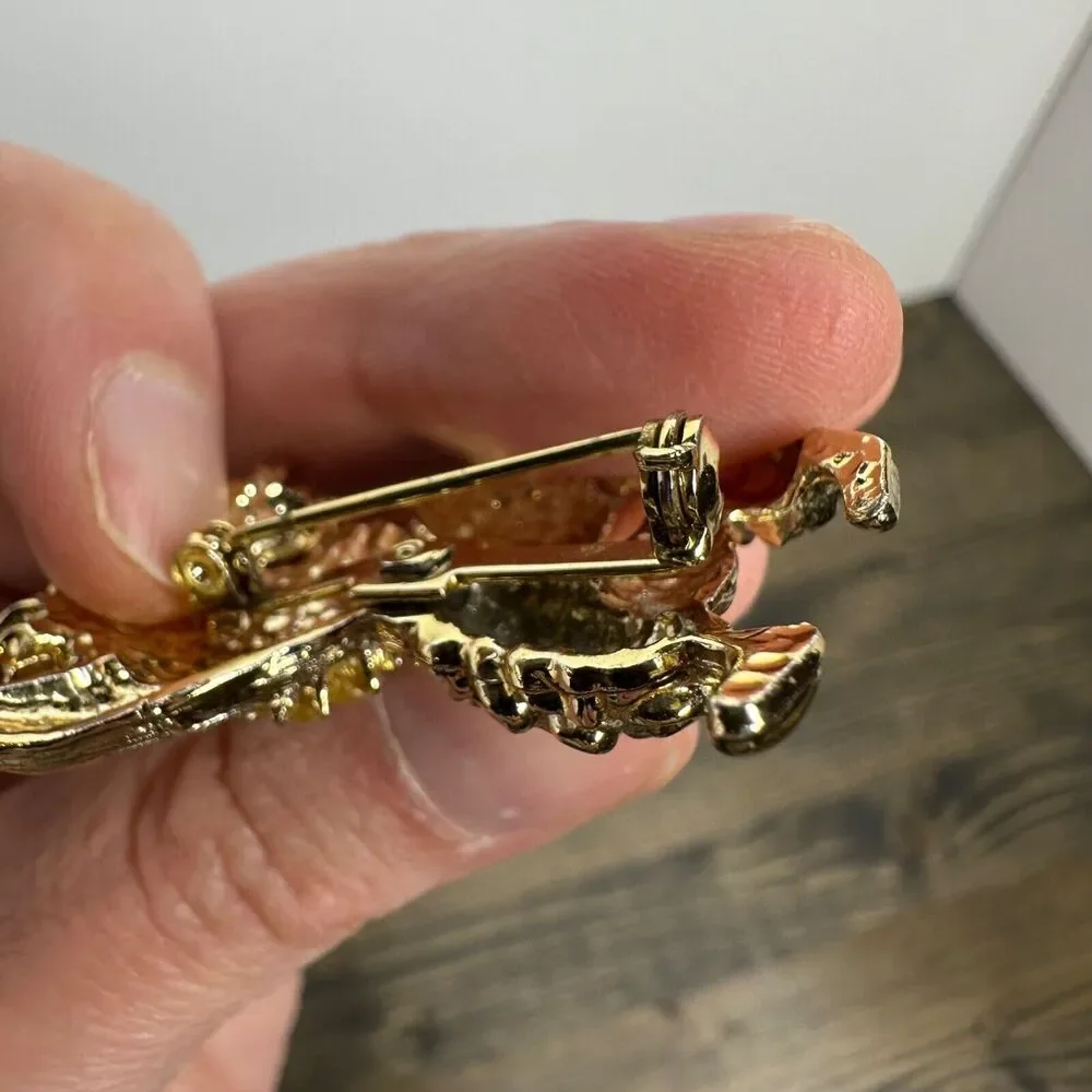 Vintage French Poodle Brooch Pin Gold Tone Faux Pearls‎ Red Rhinestone Dog